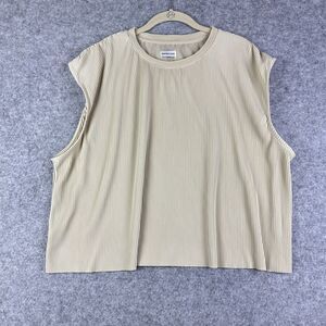 Urban Outfitters Standard Cloth Shirt Mens XL Beige Boxy Plisse Drapey Tank Top*